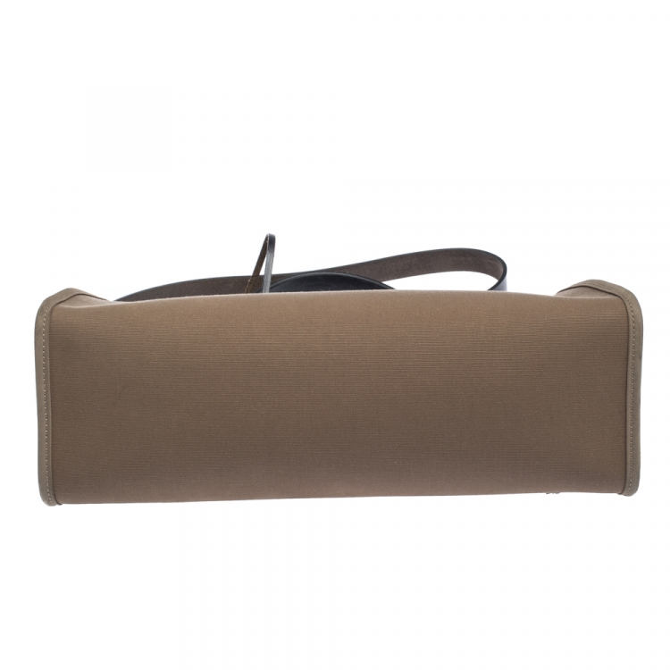 Pre Owned Hermes Blue Nuit/Khaki Canvas and Leather Herbag Zip 31 Bag