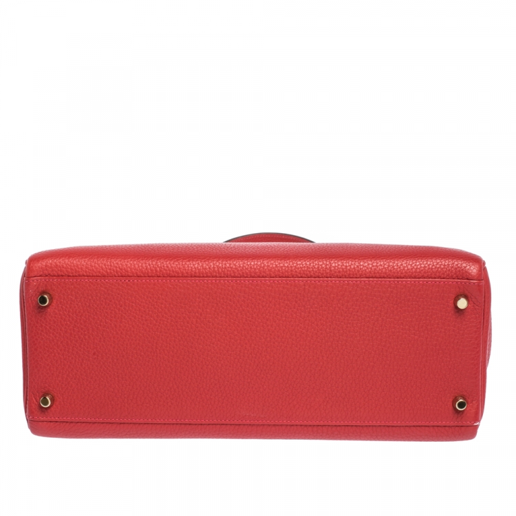 Pre Owned Hermes Rouge Casaque Togo Leather Gold Hardware Kelly Retourne 35 Bag
