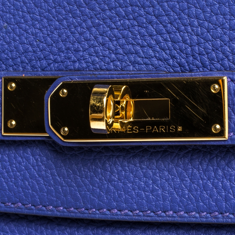 Pre Owned Hermes Blue Encre Evercolor Leather Gold Hardware Kelly Retourne 35 Bag