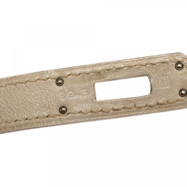 Pre Owned Hermes White Swift Leather Palladium Hardware Kelly Cut Clutch