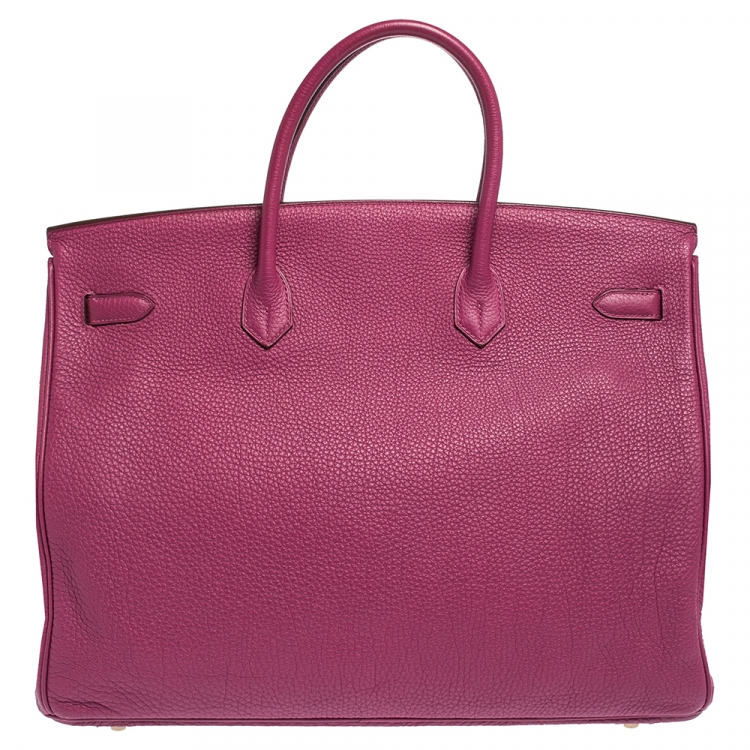 Pre Owned Hermes Raspberry Togo Leather Gold Hardware Birkin 40 Bag