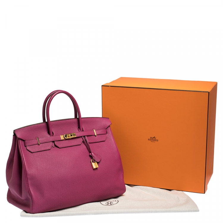 Pre Owned Hermes Raspberry Togo Leather Gold Hardware Birkin 40 Bag