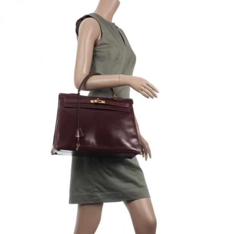 Pre Owned Hermes Dark Red 1981 Vintage Kelly Bag 