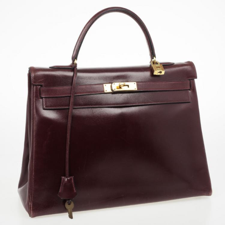 Pre Owned Hermes Dark Red 1981 Vintage Kelly Bag 