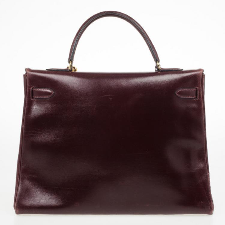 Pre Owned Hermes Dark Red 1981 Vintage Kelly Bag 