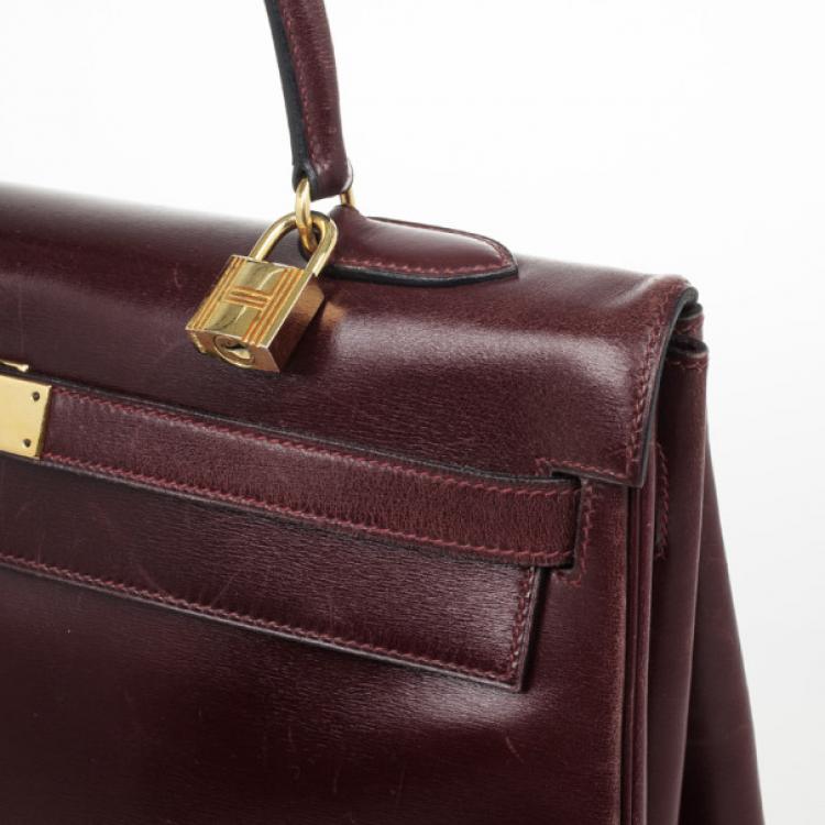 Pre Owned Hermes Dark Red 1981 Vintage Kelly Bag 