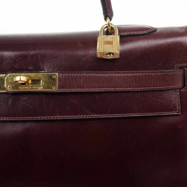 Pre Owned Hermes Dark Red 1981 Vintage Kelly Bag 
