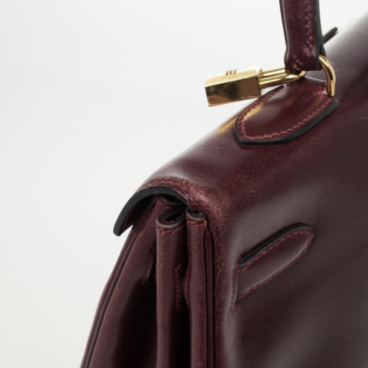 Pre Owned Hermes Dark Red 1981 Vintage Kelly Bag 