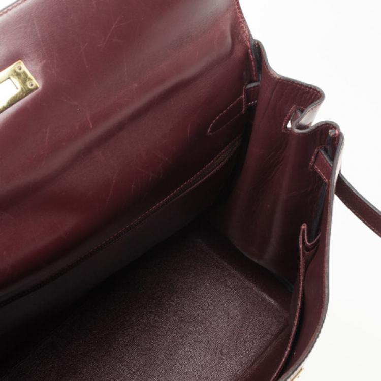 Pre Owned Hermes Dark Red 1981 Vintage Kelly Bag 