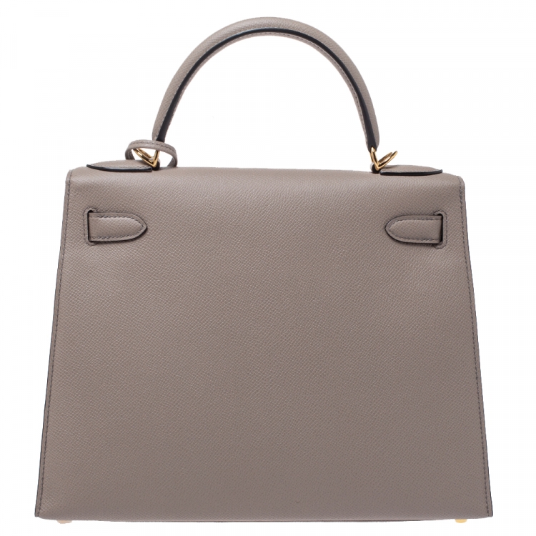 Pre Owned Hermes Gris Asphalte Epsom Leather Gold Hardware Kelly Sellier 28 Bag