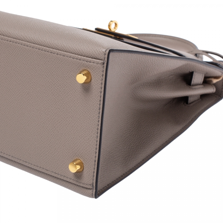 Pre Owned Hermes Gris Asphalte Epsom Leather Gold Hardware Kelly Sellier 28 Bag