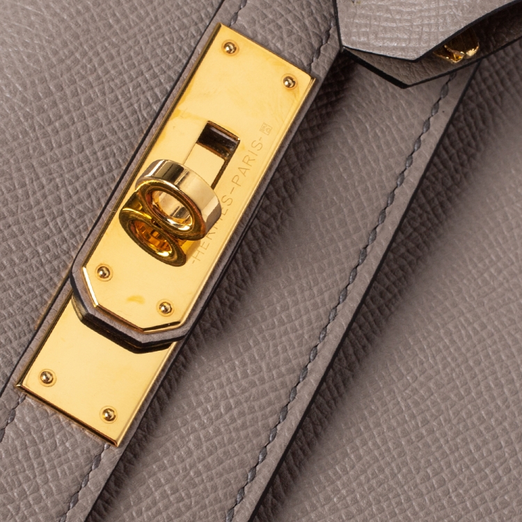 Pre Owned Hermes Gris Asphalte Epsom Leather Gold Hardware Kelly Sellier 28 Bag