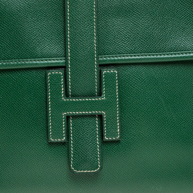 Pre Owned Hermes Cactus Courchevel Leather Jige PM Clutch