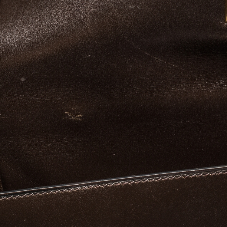 مملوكة مسبقًا Hermes Cacao Box Calf Leather Gold Hardware Kelly Sellier 35 Bag