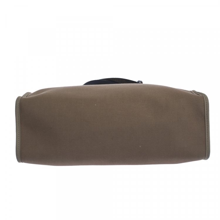 Pre Owned Hermès Bleu Indigo/Khaki Canvas and Leather Herbag Zip 31 Bag