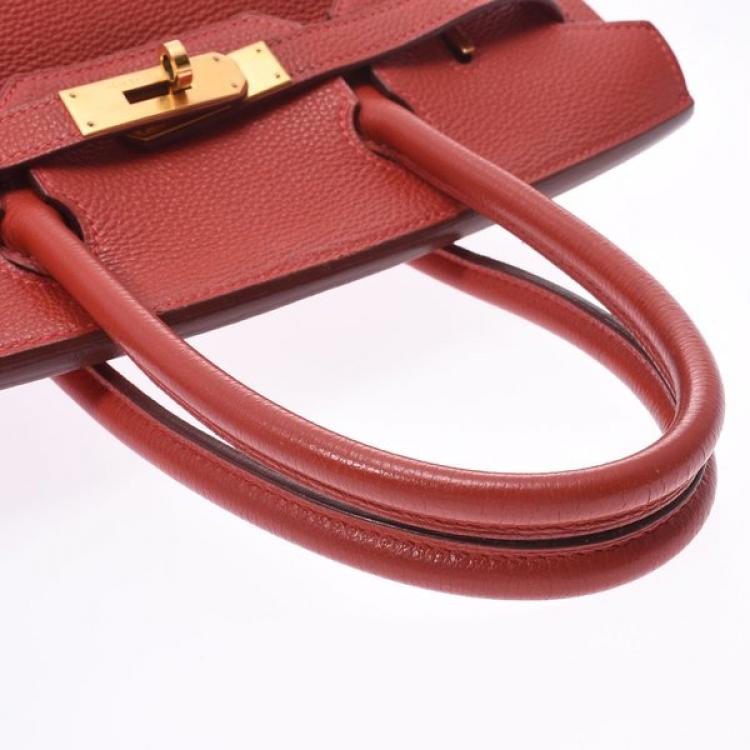 مملوكة مسبقًا Hermes Vermilion Red Togo Leather Gold Hardware Birkin 30 Bag