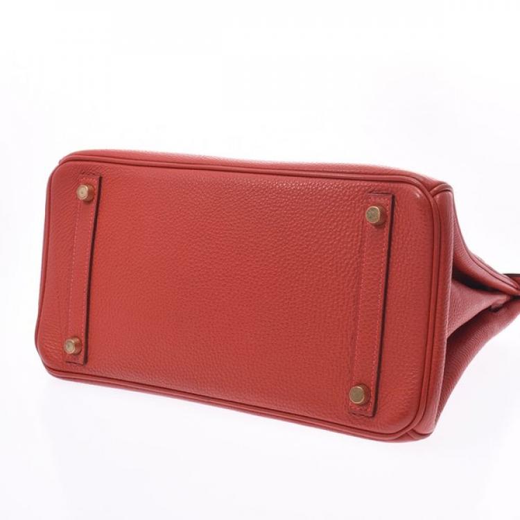 مملوكة مسبقًا Hermes Vermilion Red Togo Leather Gold Hardware Birkin 30 Bag