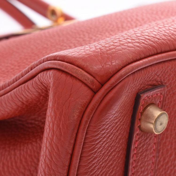 مملوكة مسبقًا Hermes Vermilion Red Togo Leather Gold Hardware Birkin 30 Bag