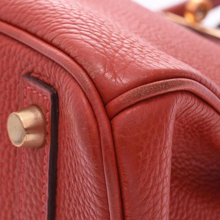 مملوكة مسبقًا Hermes Vermilion Red Togo Leather Gold Hardware Birkin 30 Bag
