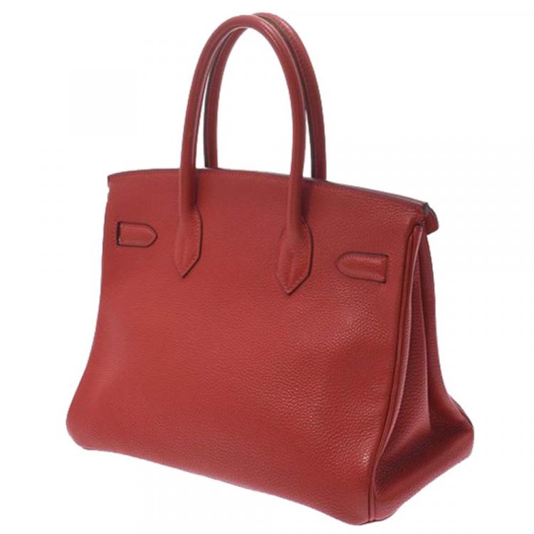 مملوكة مسبقًا Hermes Vermilion Red Togo Leather Gold Hardware Birkin 30 Bag