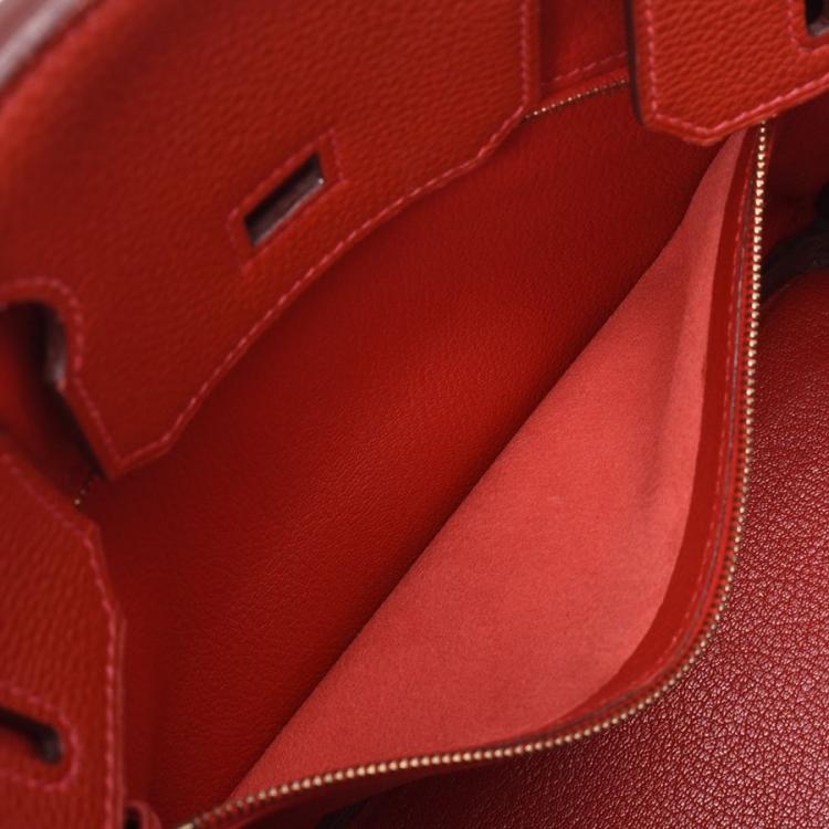 مملوكة مسبقًا Hermes Vermilion Red Togo Leather Gold Hardware Birkin 30 Bag