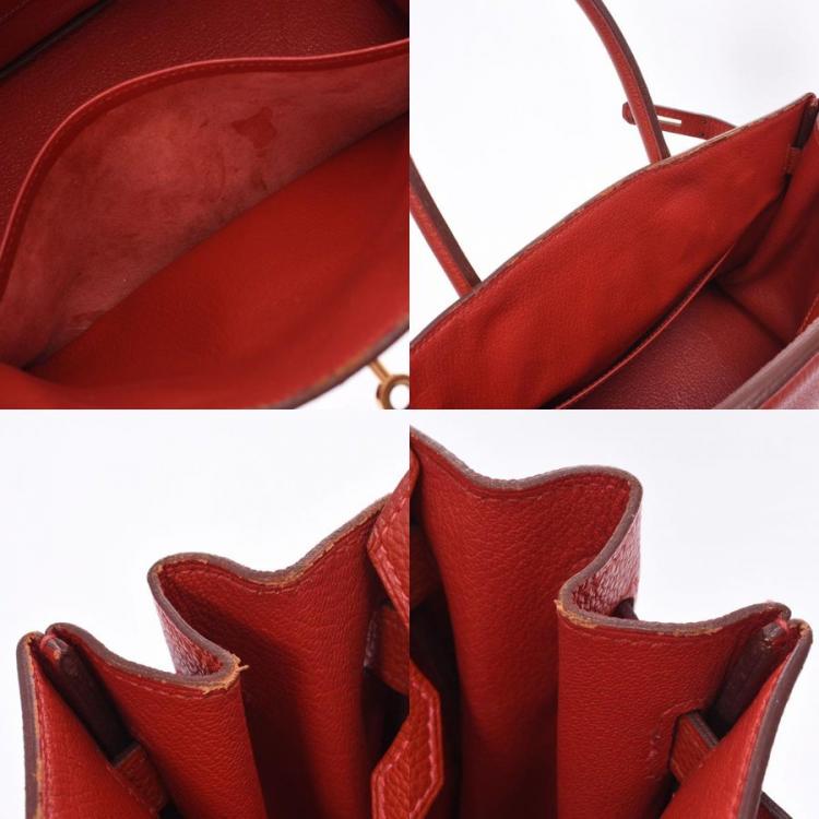 مملوكة مسبقًا Hermes Vermilion Red Togo Leather Gold Hardware Birkin 30 Bag