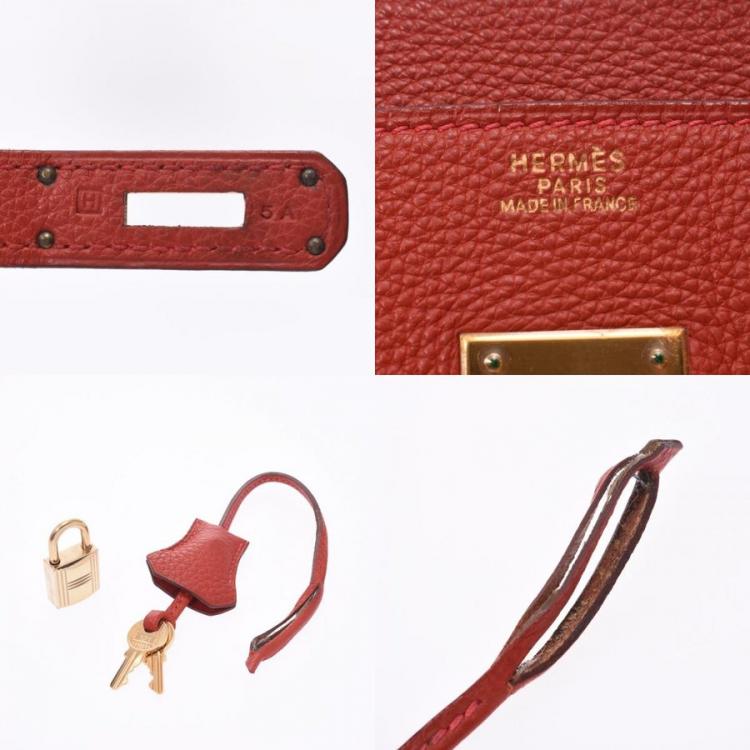 مملوكة مسبقًا Hermes Vermilion Red Togo Leather Gold Hardware Birkin 30 Bag