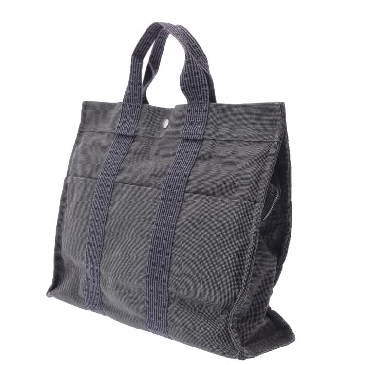 Hermes Grey Canvas Herline MM Tote Hermes