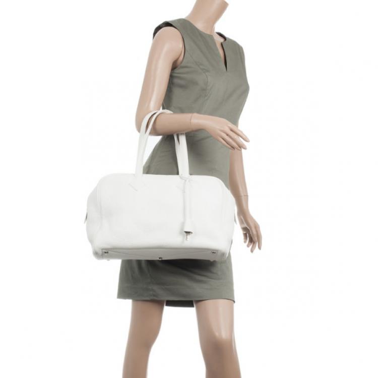 Hermes White Leather Victoria Elan Bag Hermes TLC