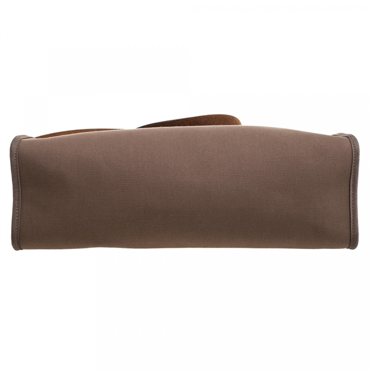 Pre Owned Hermes Khaki/Brown Canvas and Leather Herbag Zip 31 Bag