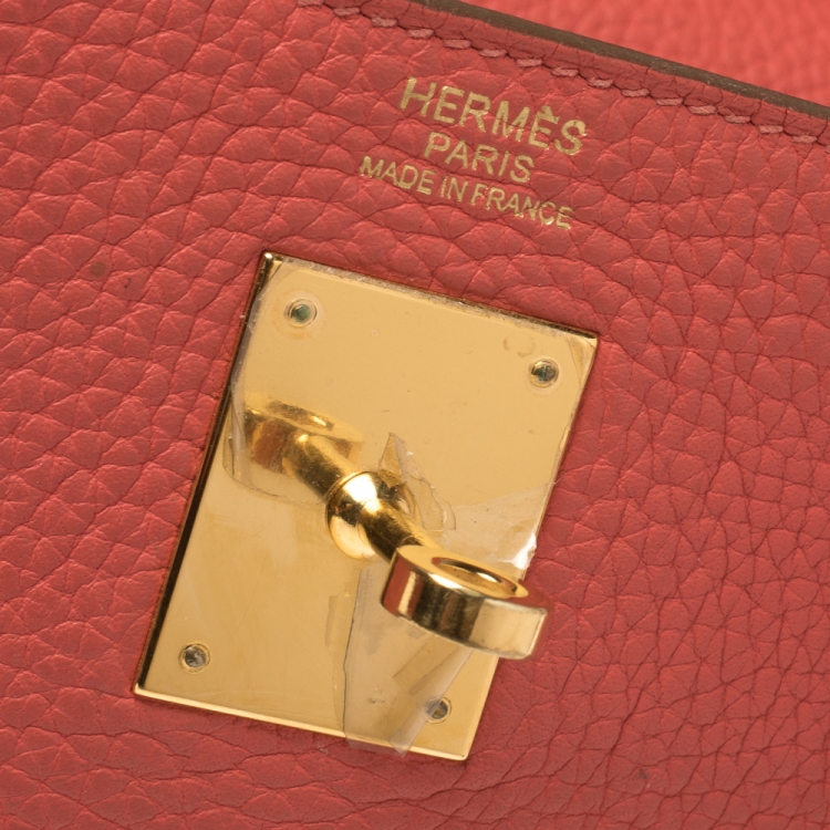 Pre Owned Hermes Rose Jaipur Clemence Leather Gold Hardware Kelly Retourne 32 Bag