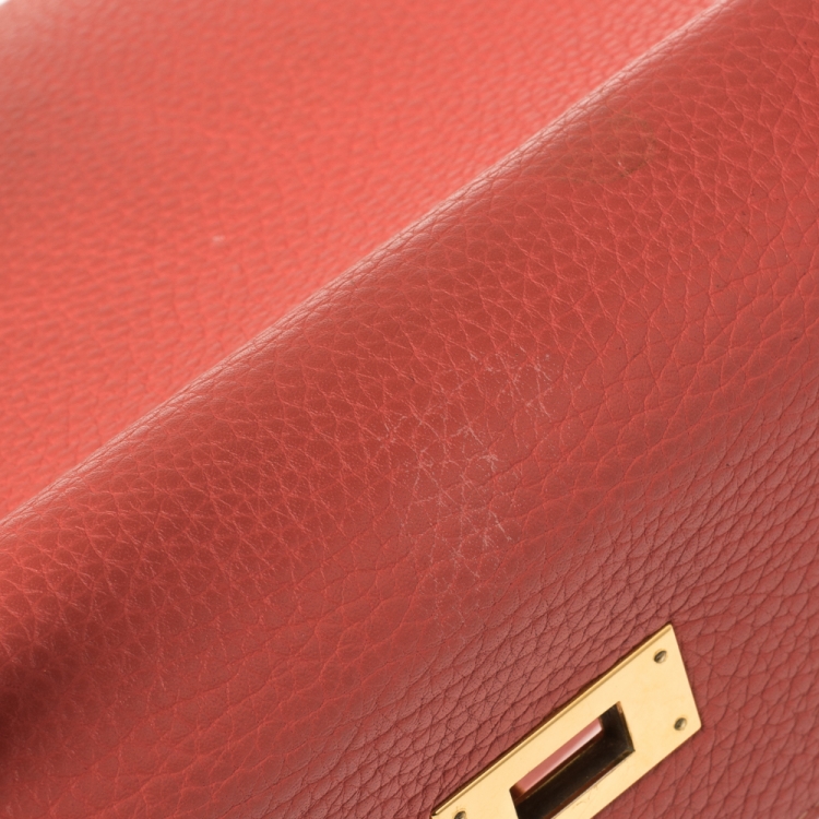 Pre Owned Hermes Rose Jaipur Clemence Leather Gold Hardware Kelly Retourne 32 Bag