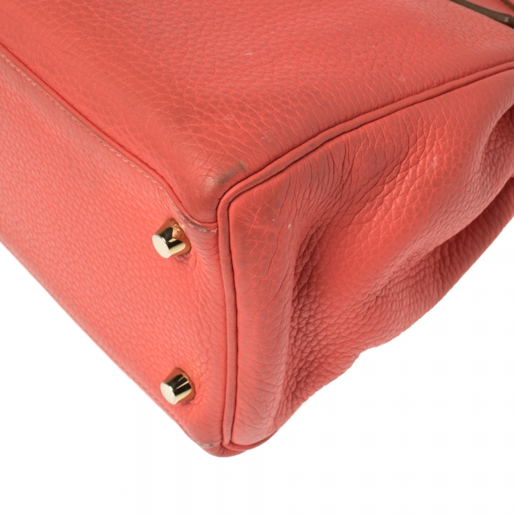 Pre Owned Hermes Rose Jaipur Clemence Leather Gold Hardware Kelly Retourne 32 Bag