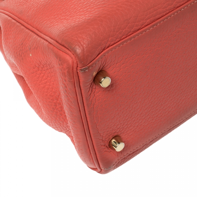 Pre Owned Hermes Rose Jaipur Clemence Leather Gold Hardware Kelly Retourne 32 Bag