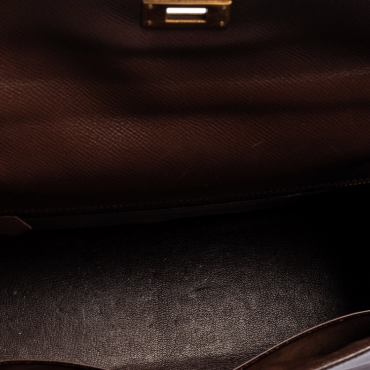 مملوكة مسبقًا Hermes Chocolat Courchevel Leather Gold Hardware Kelly Sellier 32 Bag