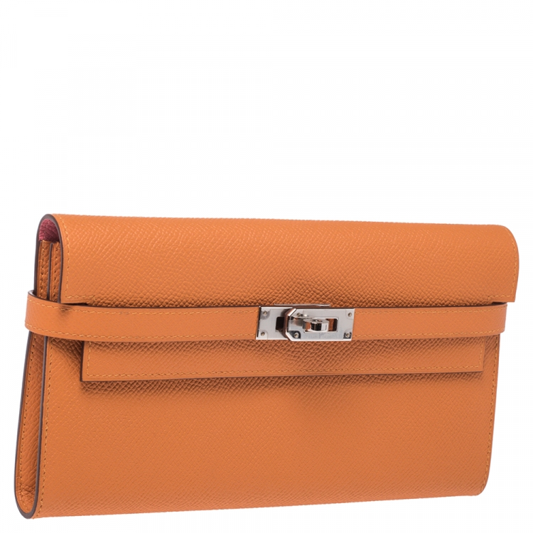 Pre Owned Hermes Feu Epsom Leather Kelly Wallet 