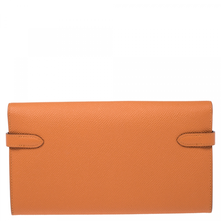 Pre Owned Hermes Feu Epsom Leather Kelly Wallet 
