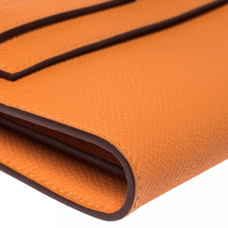 Pre Owned Hermes Feu Epsom Leather Kelly Wallet 