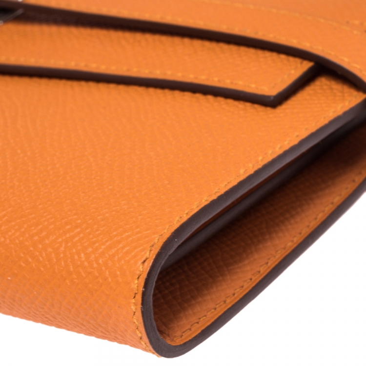 Pre Owned Hermes Feu Epsom Leather Kelly Wallet 