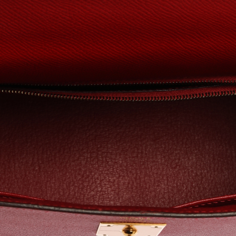 Pre Owned Hermes Rouge Casaque Epsom Leather Gold Hardware Kelly Sellier 28 Bag