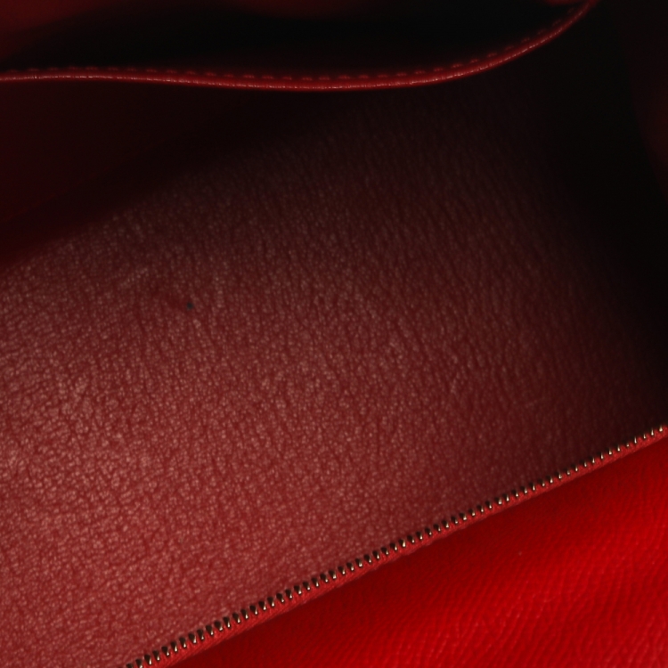 Pre Owned Hermes Rouge Casaque Epsom Leather Gold Hardware Kelly Sellier 28 Bag