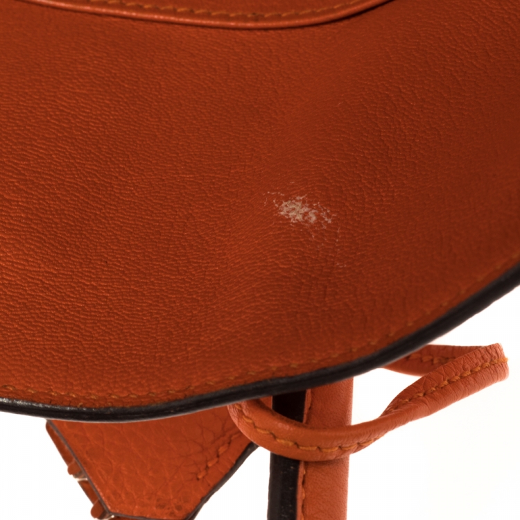 Pre Owned Hermes Orange Poppy Clemence Leather Palladium Hardware Birkin 35 Bag