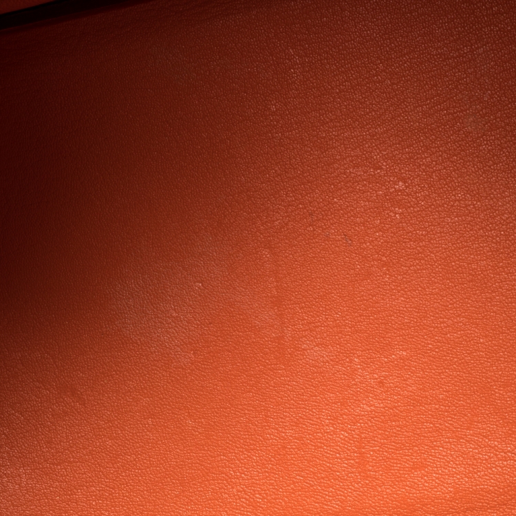 Pre Owned Hermes Orange Poppy Clemence Leather Palladium Hardware Birkin 35 Bag