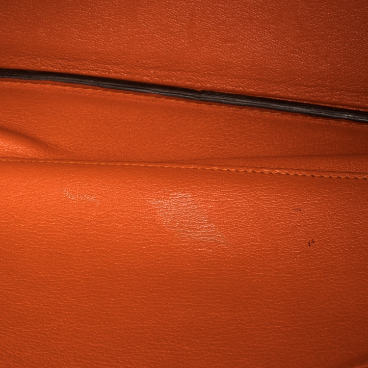 Pre Owned Hermes Orange Poppy Clemence Leather Palladium Hardware Birkin 35 Bag