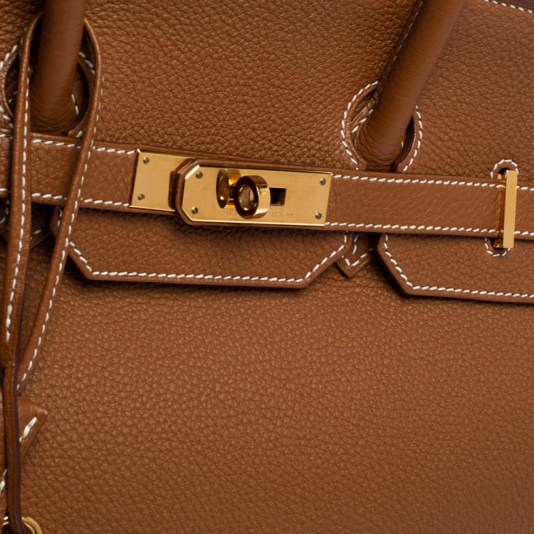 Pre Owned Hermes Brown Togo Leather Gold Hardware Birkin 35 Bag