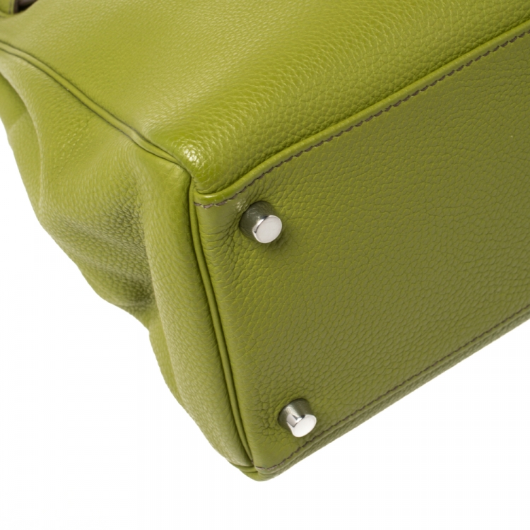 Pre Owned Hermes Apple Green Togo Leather Palladium Hardware Kelly Retourne 35 Bag