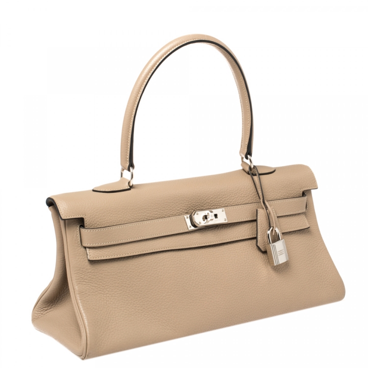 مملوكة مسبقًا Hermes Trench Clemence Leather Palladium Hardware Shoulder Kelly 42 Bag