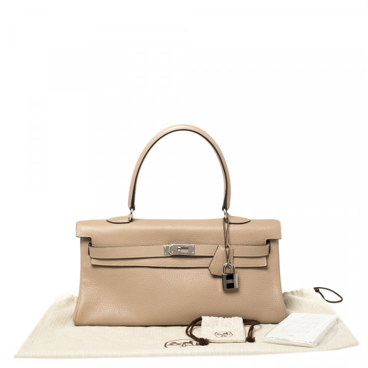 مملوكة مسبقًا Hermes Trench Clemence Leather Palladium Hardware Shoulder Kelly 42 Bag