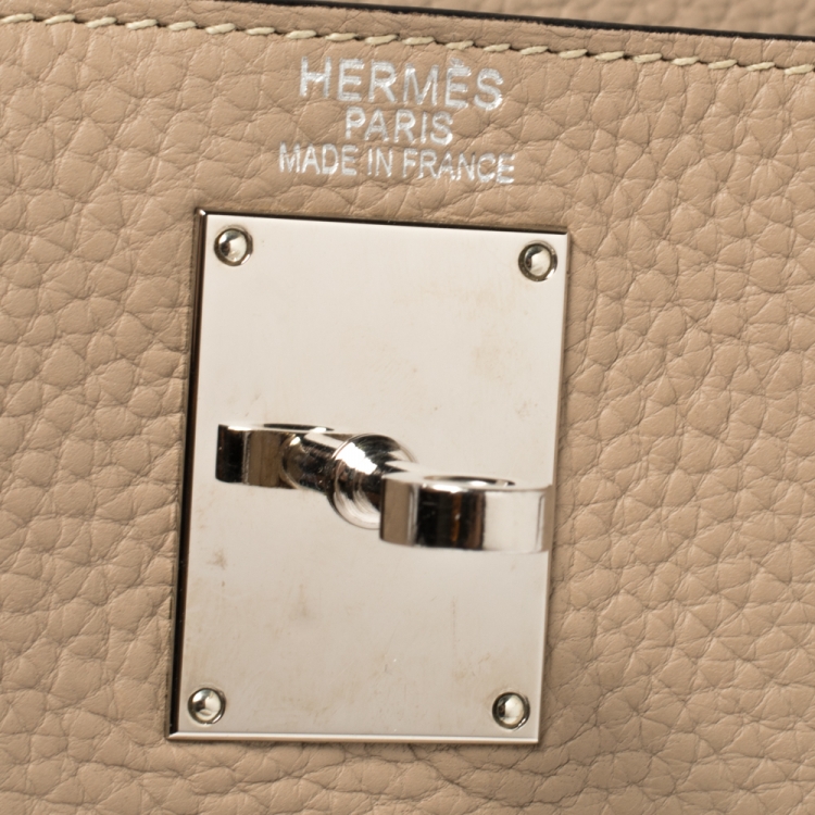 مملوكة مسبقًا Hermes Trench Clemence Leather Palladium Hardware Shoulder Kelly 42 Bag