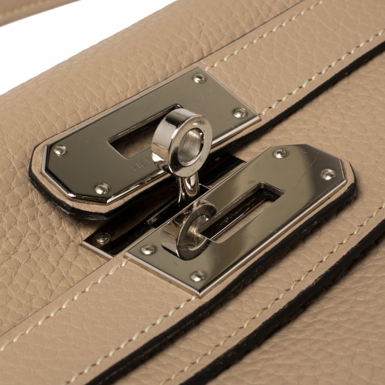 مملوكة مسبقًا Hermes Trench Clemence Leather Palladium Hardware Shoulder Kelly 42 Bag